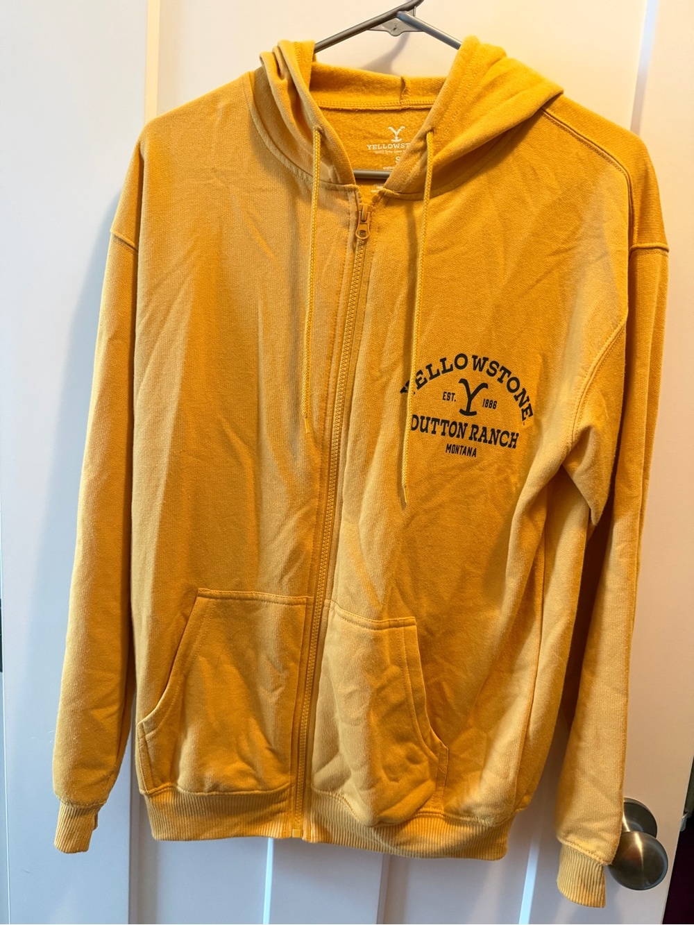 Yellowstone Dutton Ranch Mustard Zip Hoodie Size Small